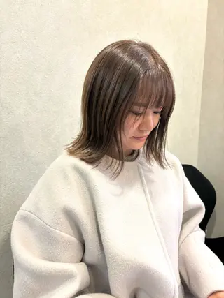 ミディアム カラー en,所属・en,ボブ/レイヤー パーマ/透明感カラーのヘアスタイル