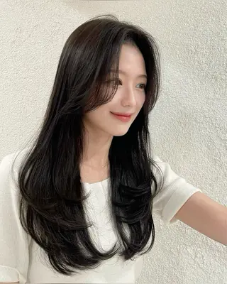 ロング カット無料｜レイヤー カット｜韓国モテへアのヘアスタイル