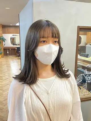 ミディアム カラー パーマ ヘアアレンジ ハル🌸柔色/ ブリーチなし/艶髪のヘアスタイル