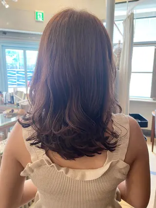 セミロング パーマ 【髪質改善】【美髪】 【ツヤ髪】ほしのちりのヘアスタイル