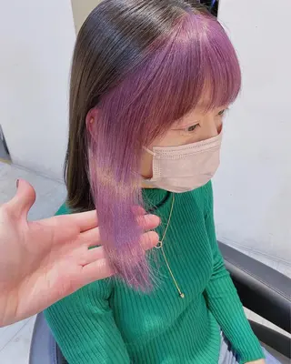 ミディアム カラー 鈴木/ミルクティー/ ブリーチ/ボブ/のヘアスタイル