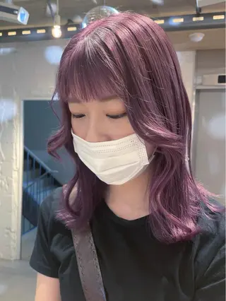 セミロング カラー 艶ハイトーン👑♡ NATSUKIのヘアスタイル