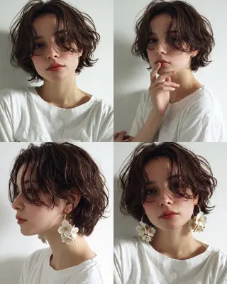 ショート カラー パーマ ブリーチ無しWカラー 🫧CLUTCH砂川のヘアスタイル