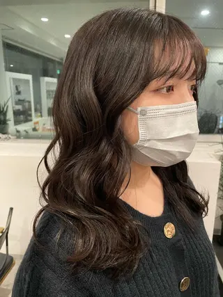 セミロング カラー 京都美容師 塩のヘアスタイル