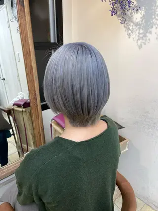 ミディアム カラー ⭐ハイトーンブリーチ ミルクティーピンクのヘアスタイル