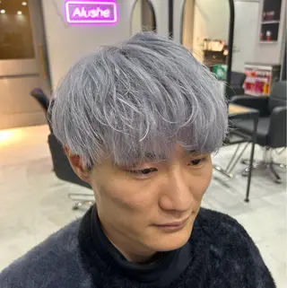 ショート カラー パーマ ヘアアレンジ メンズ 🔥メンズ特化🔥 ブリーチカラー🔥のヘアスタイル