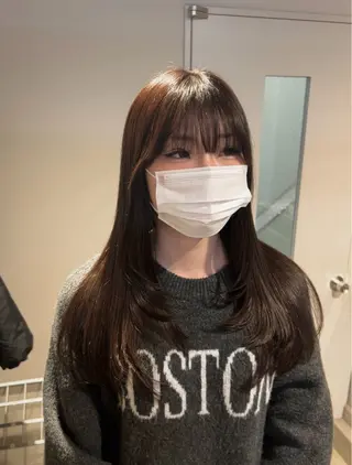 ロング カラー 🥯縮毛/レイヤー/ ベージュヘア🥯のヘアスタイル