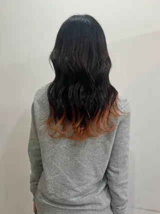 ロング カラー 切りっぱなしボブ/ ブリーチカラー/大塚のヘアスタイル