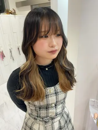 セミロング カラー 名駅/ハイトーン /Y2k/YUNAのヘアスタイル