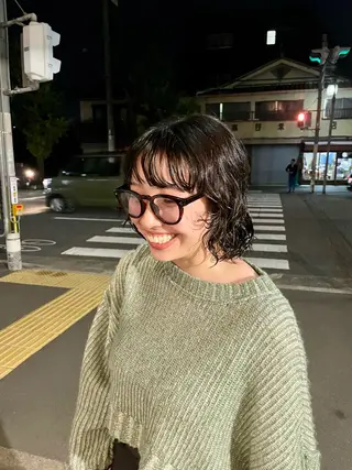 ミディアム パーマ ROCAReTA FOR HAIR 千本丸太町店所属・なかがきはな/ボブ/ レイヤー/パーマのヘアスタイル