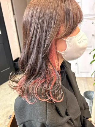 セミロング カラー ヘアアレンジ 🎀暖色カラー🎀 ♡yurika♡のヘアスタイル