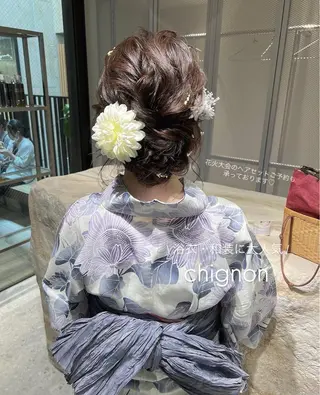 セミロング ヘアアレンジ はるか/ヘアアレンジ ブリーチなしカラー♡のヘアスタイル