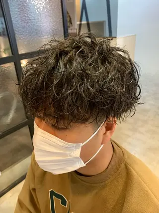 ミディアム メンズ メンズパーマ/難波/ 心斎橋　室園亮佑のヘアスタイル