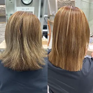 ミディアム パーマ 髪質改善/縮毛矯正 /ブリーチ矯正/岡部のヘアスタイル