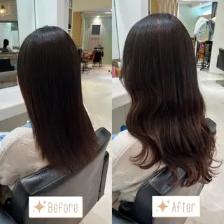 セミロング ‪🤎艶感ベージュ/ ミルクティー‪🤎のヘアスタイル