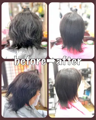 セミロング カラー損傷毛縮毛矯正 ツイストスパ佐藤昭利のヘアスタイル