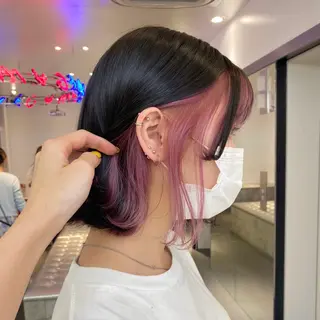 ミディアム カラー 🥀モテ暖色× エクステ🥀あかりのヘアスタイル