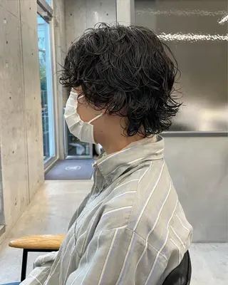 ミディアム パーマ 佐伯 和佳のヘアスタイル