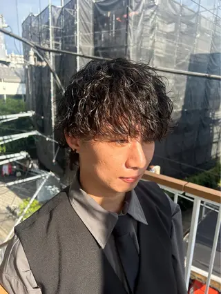 パーマ メンズ カズキ🌼曲がる縮毛 ／くせ毛パーマのヘアスタイル