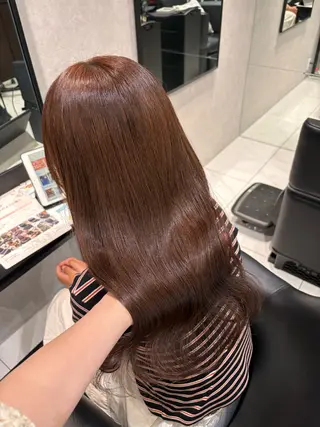 セミロング 🎀ིྀ暖色カラー/ 髪質改善/みどりのヘアスタイル