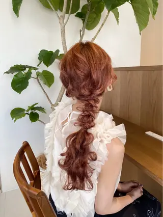 ロング ヘアアレンジ 暖色カラー /ヘアアレンジ/花鈴のヘアスタイル