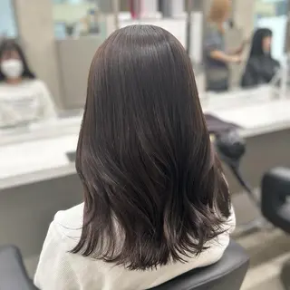 セミロング カラー パーマ ヘアアレンジ メンズ キッズ ブリーチなしカラー/ ブラウン/レイヤーのヘアスタイル