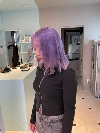 ミディアム ブリーチ✖️ 縮毛LANDのヘアスタイル