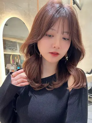 ミディアム カラー パーマ 仙台Ｉ韓国レイヤー Ｉ髪質改善Ｉ伊藤拓海のヘアスタイル