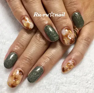 ミディアム ネイル Ru-ru ☆nailのネイルデザイン