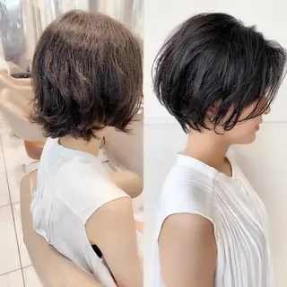 ショート ショート/ボブ/ 白髪ぼかし/しんやのヘアスタイル