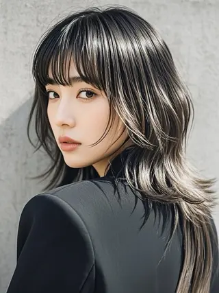 セミロング ウルフカット 811 大阪梅田 ウルフのヘアスタイル
