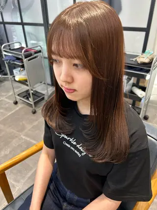 セミロング カラー 韓国×髪質改善カラー 💎hinaのヘアスタイル