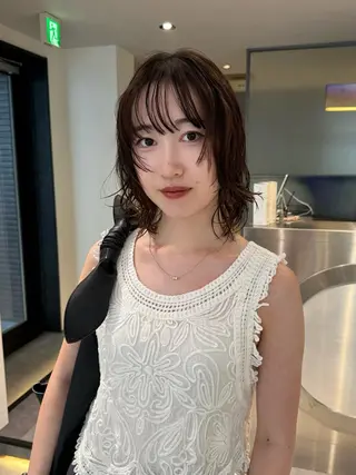 ミディアム パーマ Qin shaire salon 原宿所属・🌿パーマ/ボブ/ レイヤー/Mikiのヘアスタイル