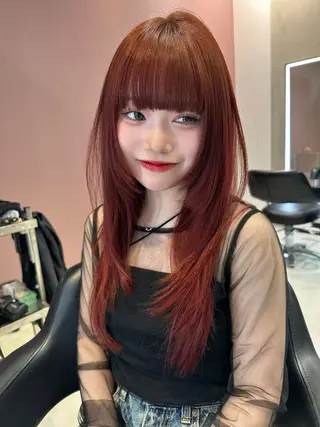 ロング カラー 韓国レイヤー 似合わせカラーのヘアスタイル