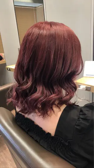 セミロング カラー ヘアアレンジ 🎀縮毛矯正.暗髪 .艶髪🩶ちひろのヘアスタイル