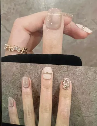 ネイル 長さ出し専門 パーツのネイルデザイン