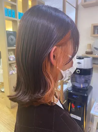 セミロング カラー ヘアアレンジ 韓国ヘア sasugaのヘアスタイル