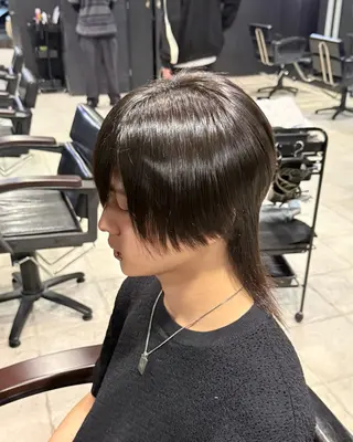 ミディアム パーマ メンズ 【フェザーパーマ】 【縮毛矯正】鶴田文のヘアスタイル