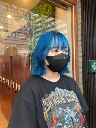 ミディアム カラー ルキ🌈ブリーチカラ ー&メンズパーマ🦄のヘアスタイル