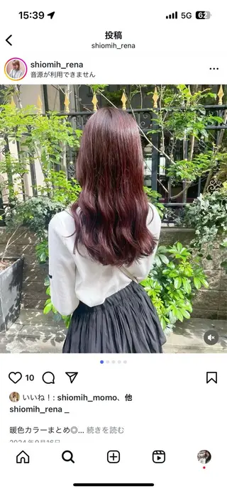 カラー 岡部 莉奈のヘアスタイル