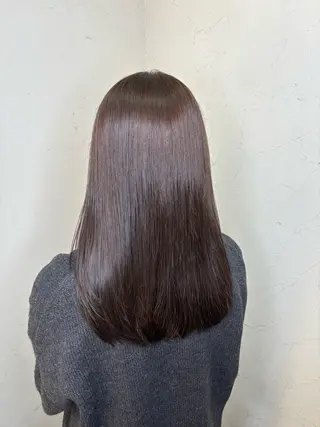 セミロング カラー 顔周り/暗髪カラー /アベ マホのヘアスタイル