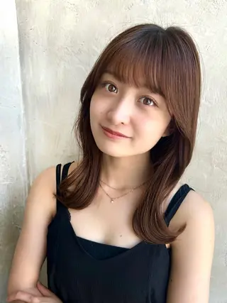 セミロング カラー 🧡くびれヘア/前髪 顔周り🧡久原結衣のヘアスタイル