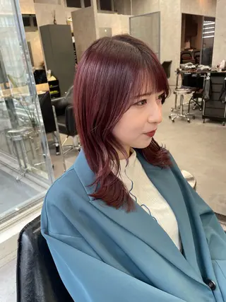 ミディアム カラー レイヤー×顔周 り×髪質改善/MIUのヘアスタイル