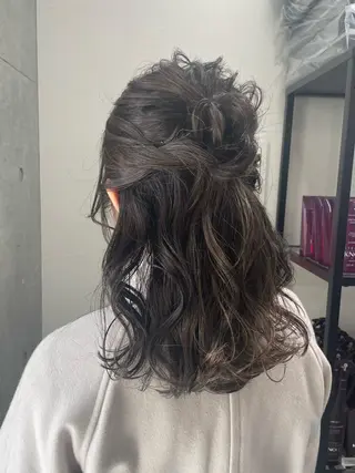 セミロング ヘアアレンジ メンズモテパーマ💙 fuwaのヘアスタイル