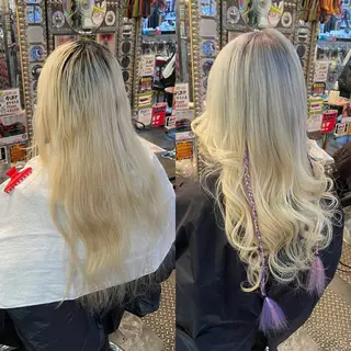 ロング カラー ヘアアレンジ haco+所属・🌈派手髪エクステ ブレイズ🌈ひろとのヘアスタイル