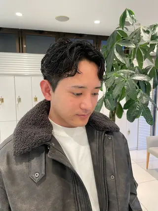ショート パーマ メンズ 樋笠 知佳のヘアスタイル