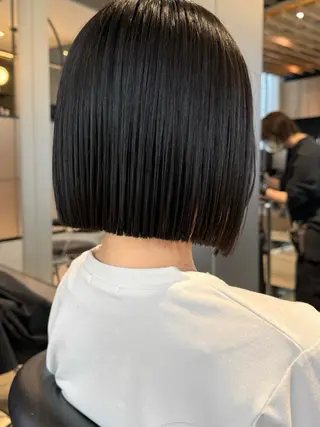 ミディアム 須藤　優真 切りっぱなしボブのヘアスタイル