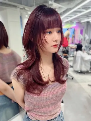 セミロング カラー 韓国ハッシュカット/ 新宿/髪質改善/岡崎のヘアスタイル