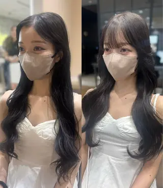 ロング 韓国くびれヘア 顔まわり新宿/さやかのヘアスタイル