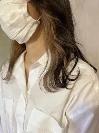 セミロング カラー ヘアアレンジ 切りっぱなしボブ/ デザインカラー店長のヘアスタイル